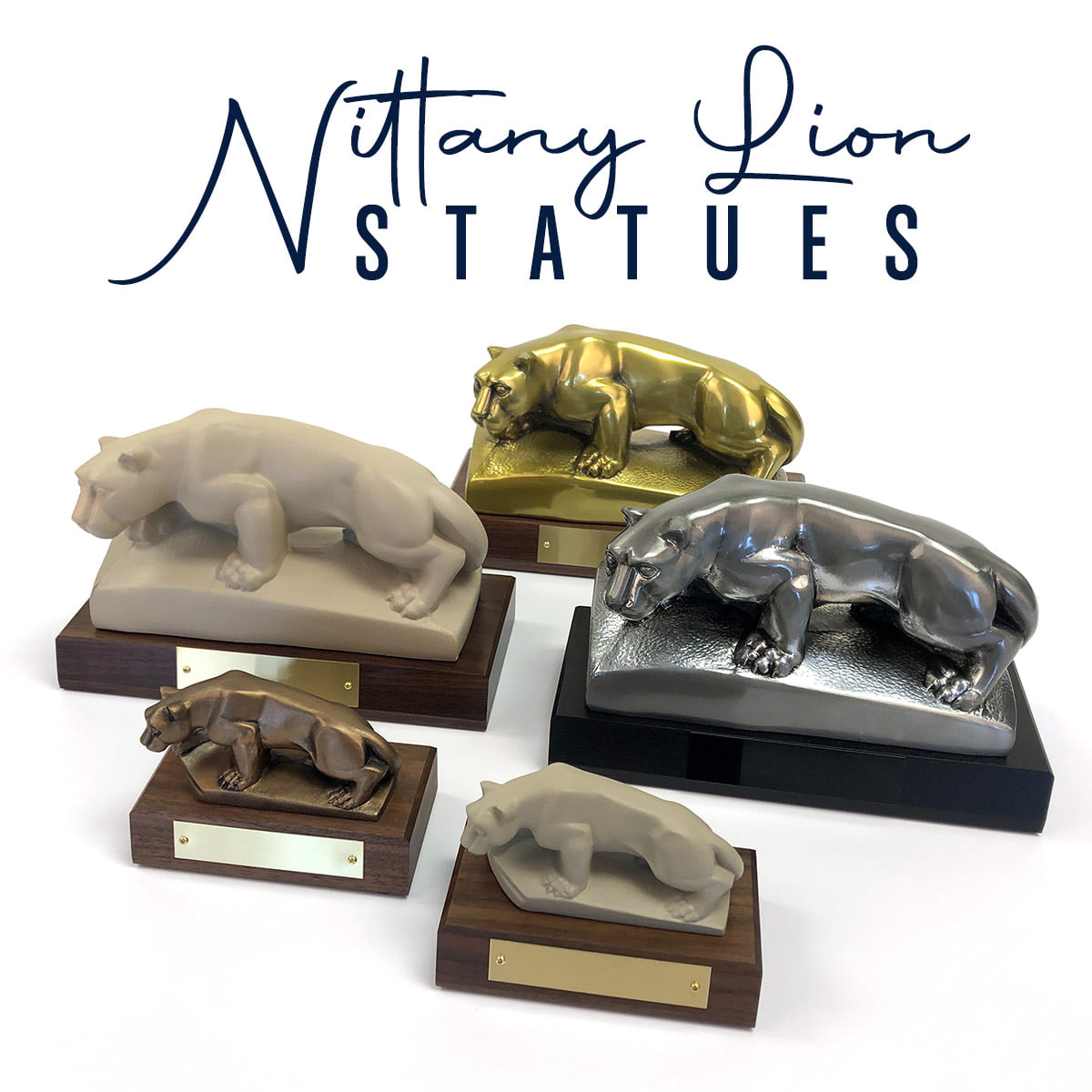 Engraved Penn State lion statues